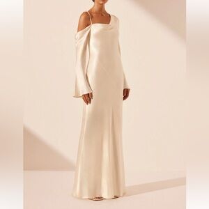 Shona Joy Cream Off-Shoulder Dress